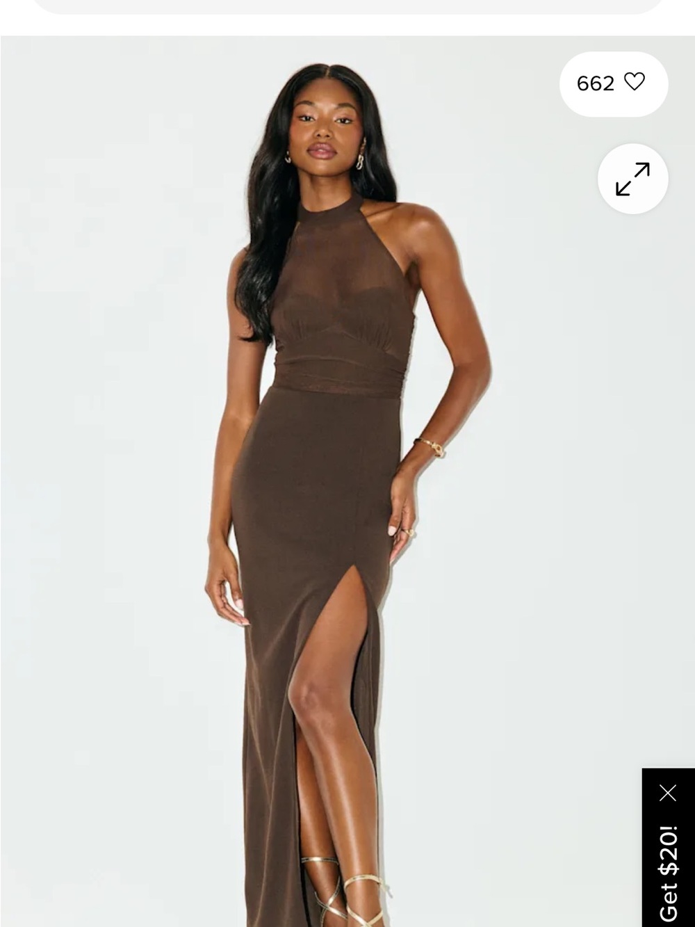 Lulu's Chocolate Brown Halter Maxi Dress with Side Slit